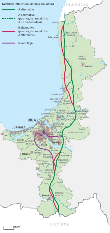 Sagatavoti apspriešanai Rail Baltica trases maršruta varianti