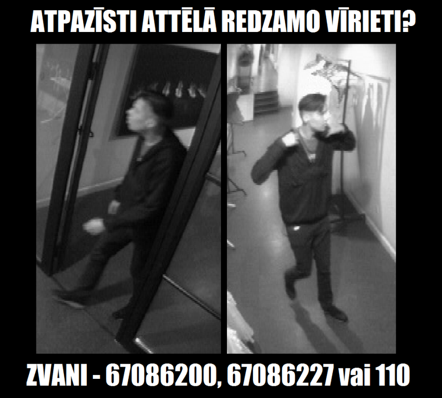 Aizdomās par zādzību no Latvijas Nacionālās operas un baleta ģērbtuves Valsts policija meklē attēlā redzamo vīrieti