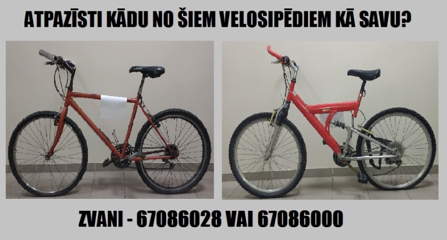 Valsts policija aicina atsaukties attēlā redzamo velosipēdu īpašniekus