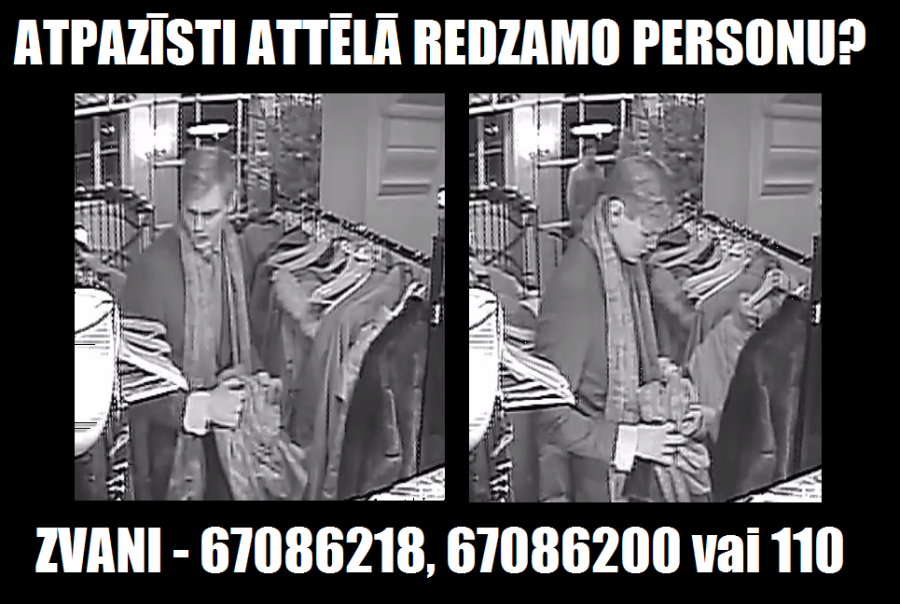 Aizdomās par kažoka zādzību no viesnīcas Valsts policija meklē attēlā redzamo personu