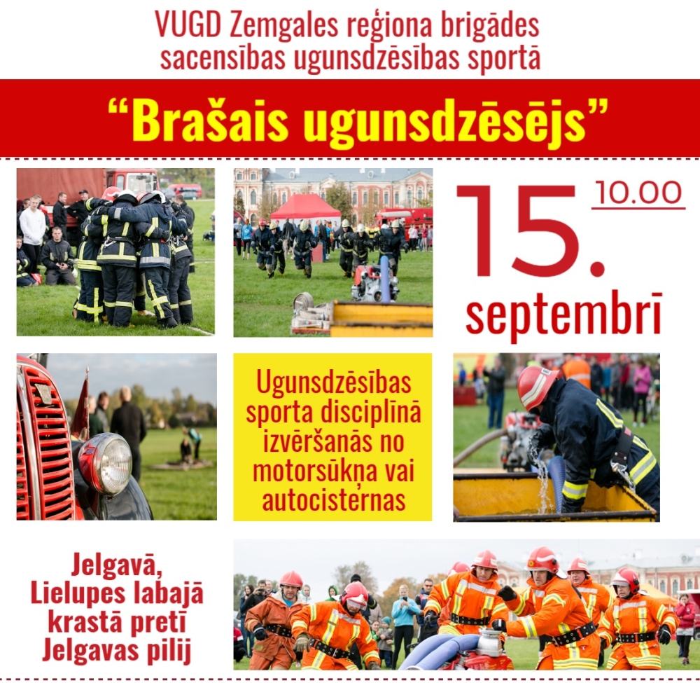 Jau šonedēļ Jelgavā norisināsies ugunsdzēsības sporta sacensības “Brašais ugunsdzēsējs”