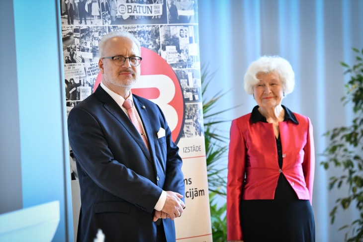 Egila Levita uzruna izstādes “Baltiešu aicinājums Apvienotajām Nācijām” atklāšanā