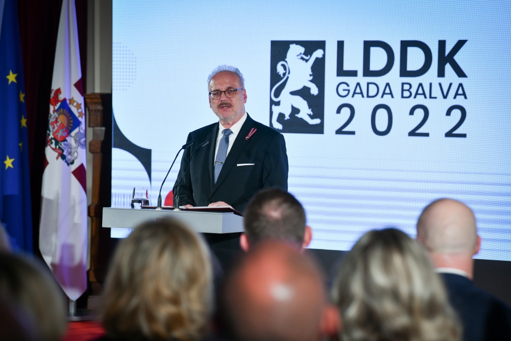 Valsts prezidenta Egila Levita uzruna Latvijas Darba devēju konfederācijas Gada balvas 2022 pasniegšanas ceremonijā