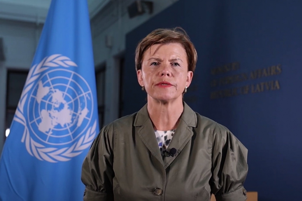 Ārlietu ministre ANO Cilvēktiesību padomē: Krievijas Ukrainā pastrādātās zvērības ir pielīdzināmas kara noziegumiem