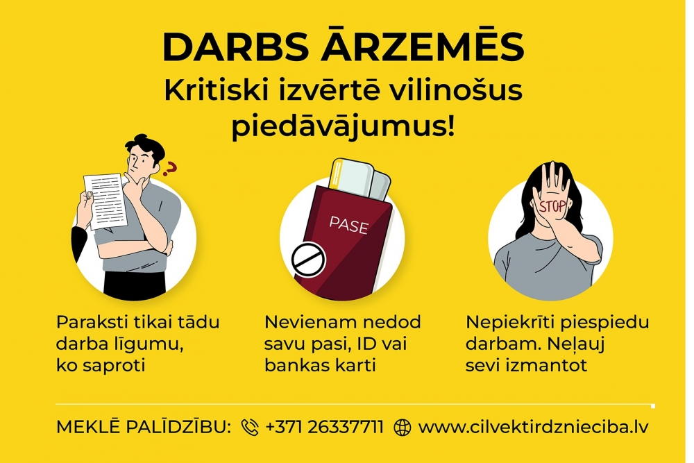 Ārlietu ministrija Daugavpilī informēs jauniešus, sociālo dienestu darbiniekus un citus interesentus par cilvēku tirdzniecības riskiem