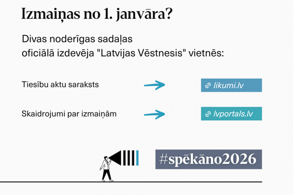 Tiesību aktu izmaiņas no 1. janvāra: divas noderīgas sadaļas “Latvijas Vēstneša” vietnēs