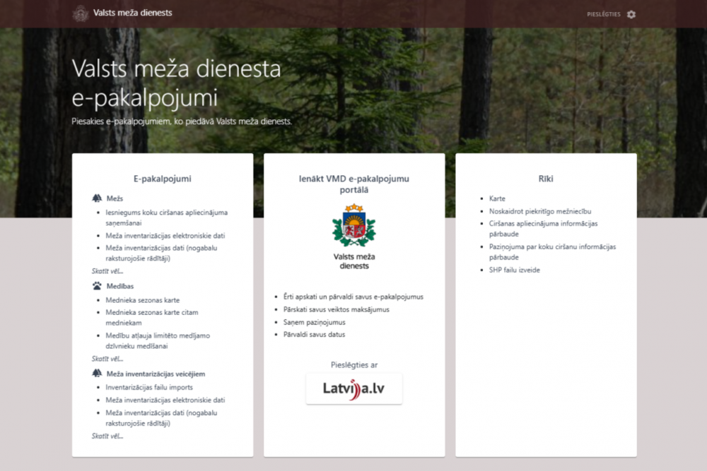 Valsts meža dienesta klientiem izveidots e-pakalpojumu portāls