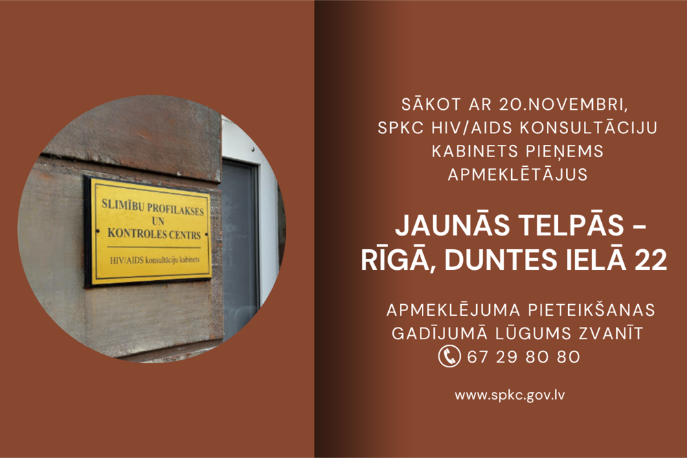 SPKC HIV/AIDS konsultāciju kabinets turpmāk pieejams jaunā – ērtāk sasniedzamā – vietā 