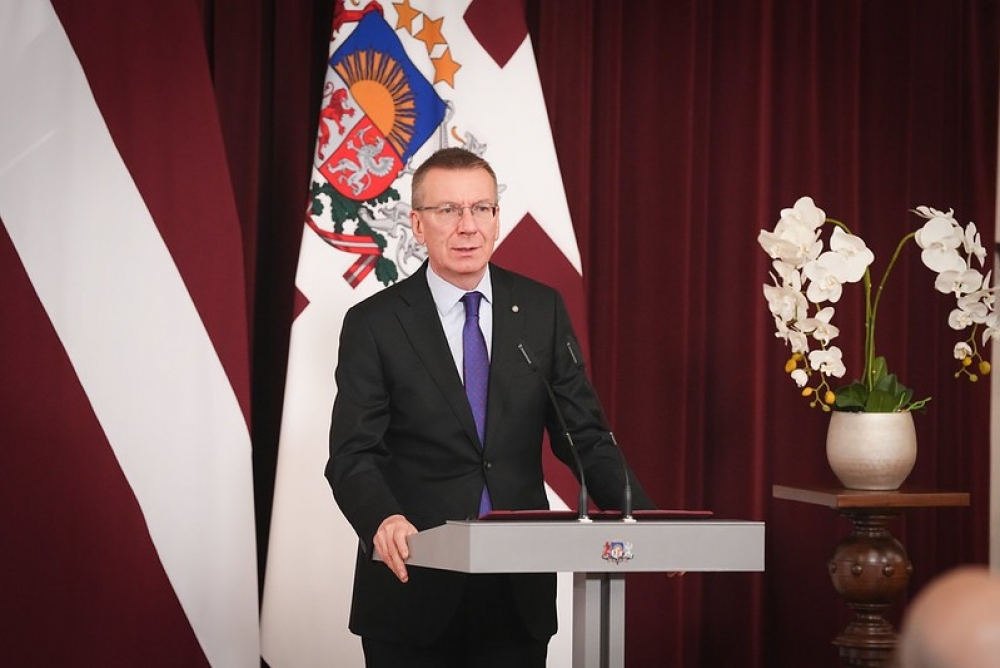 Valsts prezidents E. Rinkēvičs sveic un uzrunā starptautisko mācību priekšmetu olimpiāžu laureātus un Ata Kronvalda balvas saņēmējus