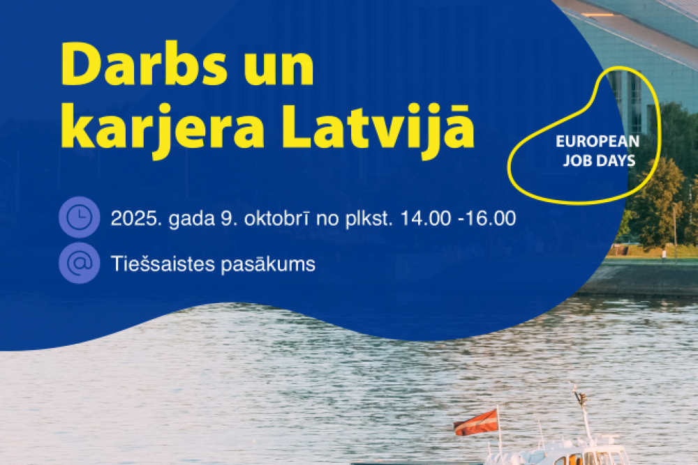 9. oktobrī darba meklētāji un darba devēji aicināti uz tikšanos NVA un EURES tiešsaistes darba dienā “Darbs un karjera Latvijā”