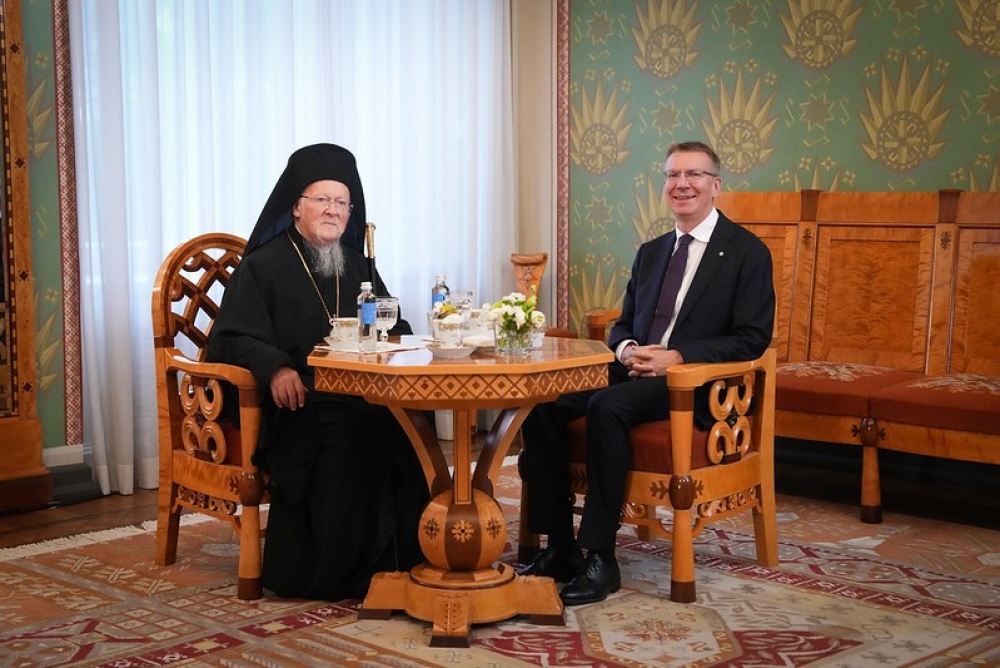 Valsts prezidenta Edgara Rinkēviča tikšanās ar Konstantinopoles ekumenisko patriarhu Bartolomeju I Rīgas pilī