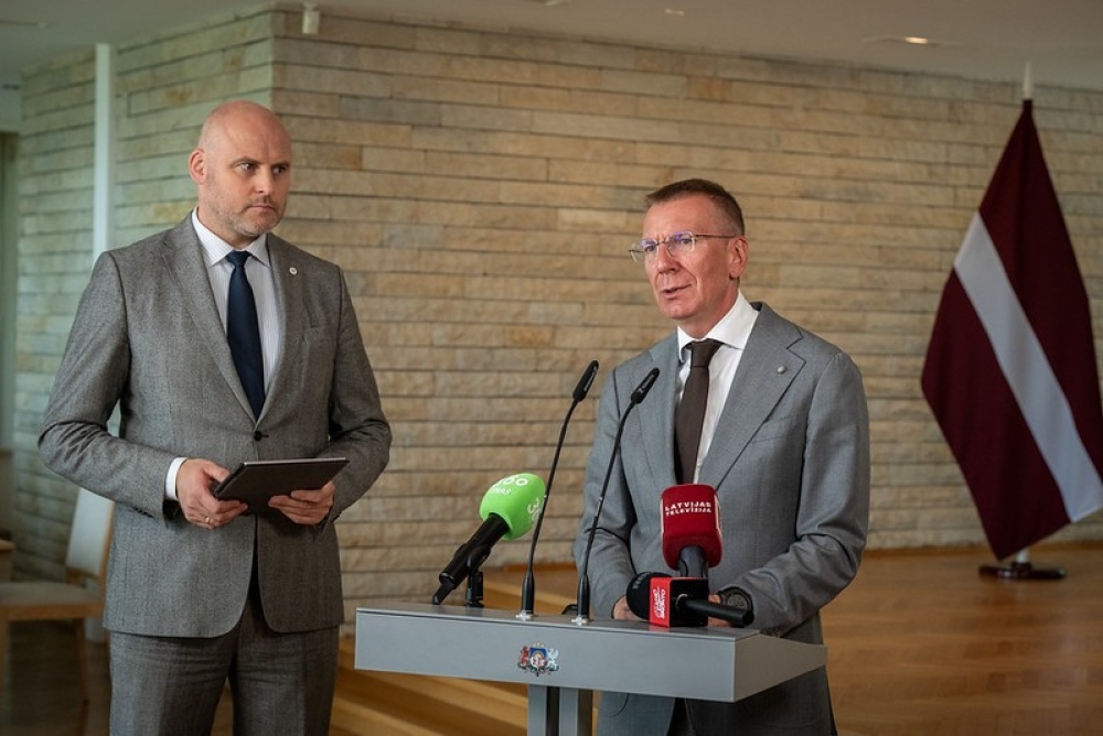 Valsts prezidenta Edgara Rinkēviča un Ministru prezidenta Andra Kulberga tikšanās un preses konference