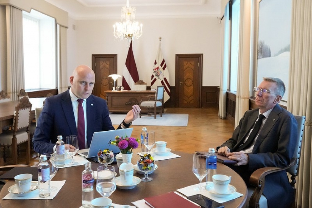 Valsts prezidenta Edgara Rinkēviča un Ministru prezidenta Andra Kulberga tikšanās un preses konference