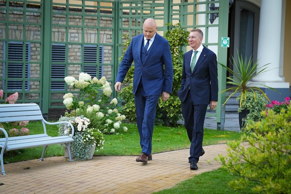 Valsts prezidenta Edgara Rinkēviča un Ministru prezidenta Andra Kulberga tikšanās un preses konference