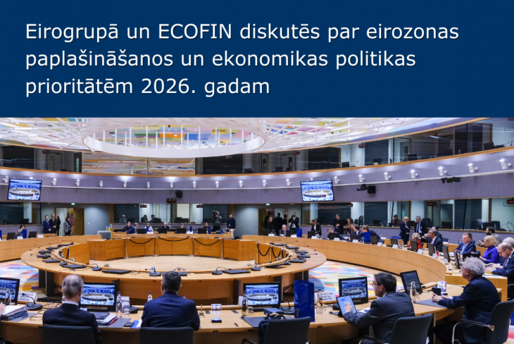 Eirogrupā un ECOFIN diskutēs par eirozonas paplašināšanos un ekonomikas politikas prioritātēm 2026. gadam