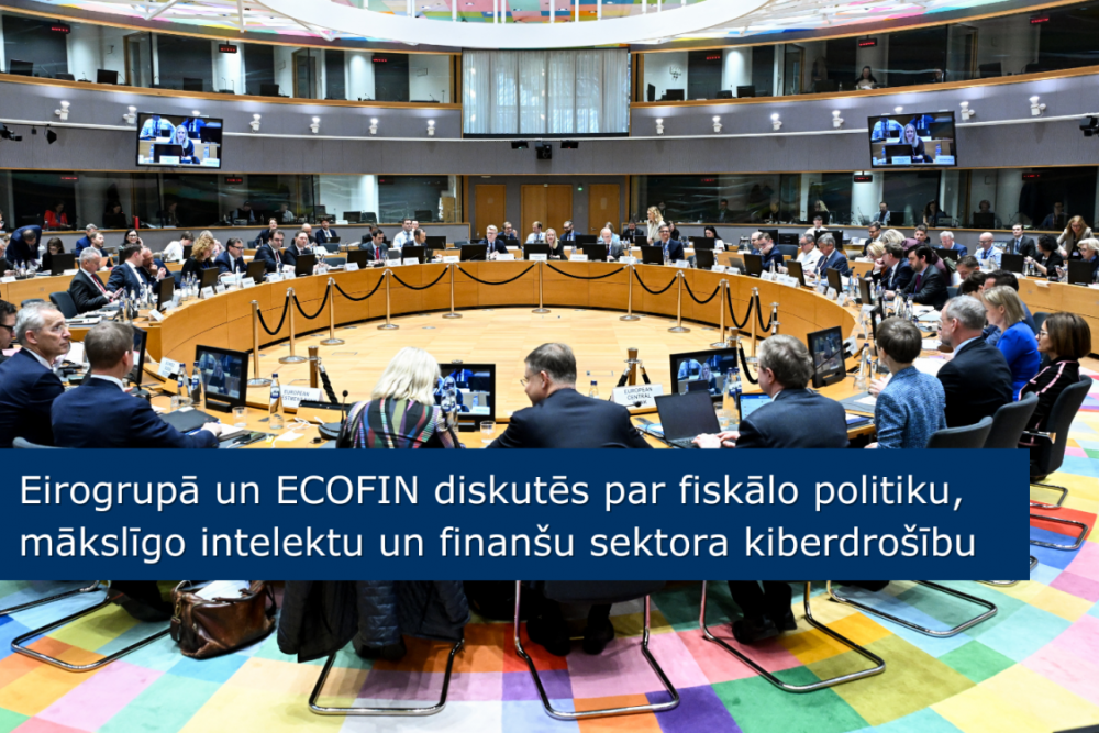 Eirogrupā un ECOFIN diskutēs par fiskālo politiku, mākslīgo intelektu un finanšu sektora kiberdrošību