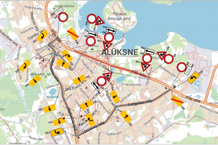 Alūksnē Pils ielas virskārtas asfaltēšanas laikā iela pa posmiem būs slēgta satiksmei