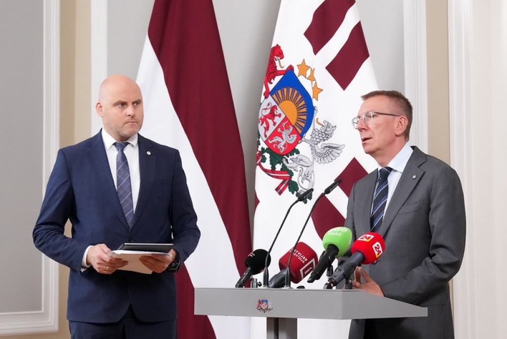 Valsts prezidenta Edgara Rinkēviča un Ministru prezidenta Andra Kulberga tikšanās un preses konference