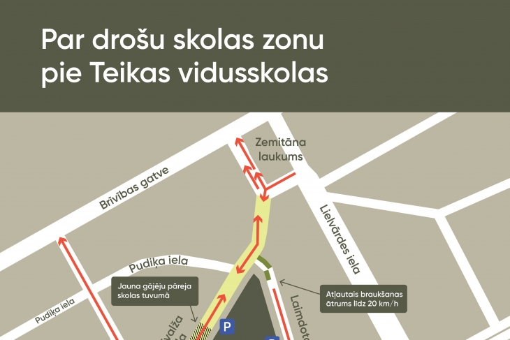 Pašvaldība īstenos drošāku satiksmes organizāciju pie Rīgas Teikas vidusskolas