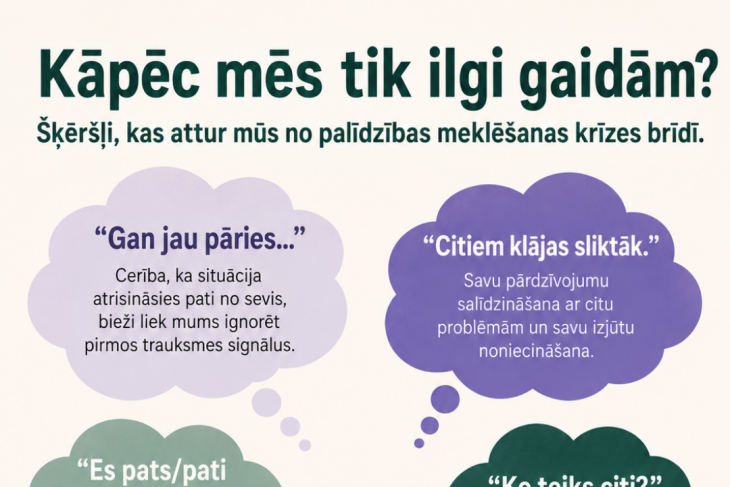 Klusuma anatomija: kāpēc cilvēki gaida līdz pēdējam, pirms meklē psihoemocionālo palīdzību?