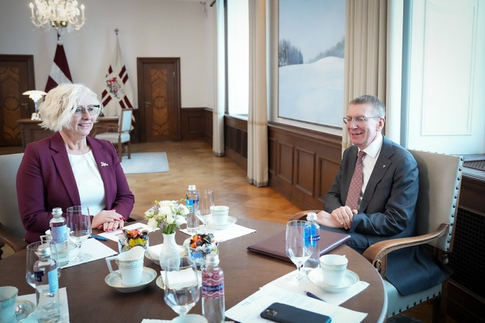 Valsts prezidenta E. Rinkēviča un Saeimas priekšsēdētājas D. Mieriņas tikšanās un preses konference