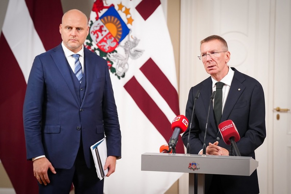 Valsts prezidenta Edgara Rinkēviča un Ministru prezidenta Andra Kulberga tikšanās un preses konference