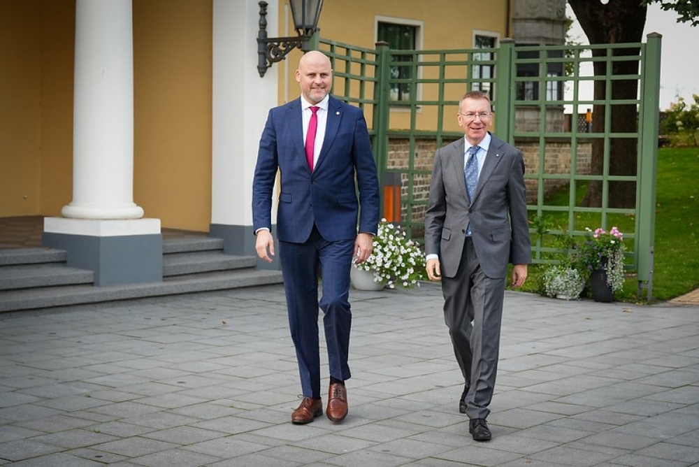Valsts prezidenta Edgara Rinkēviča un Ministru prezidenta Andra Kulberga tikšanās un preses konference