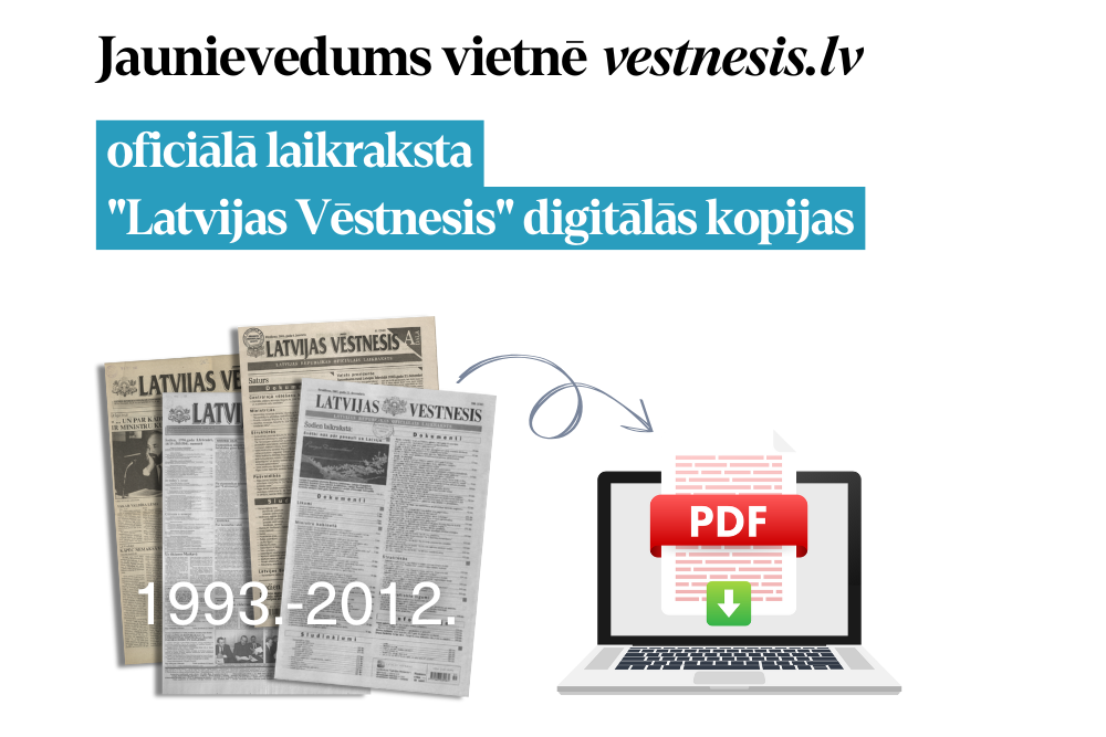 Jaunums vietnē vestnesis.lv – drukātā laikraksta digitālās kopijas 